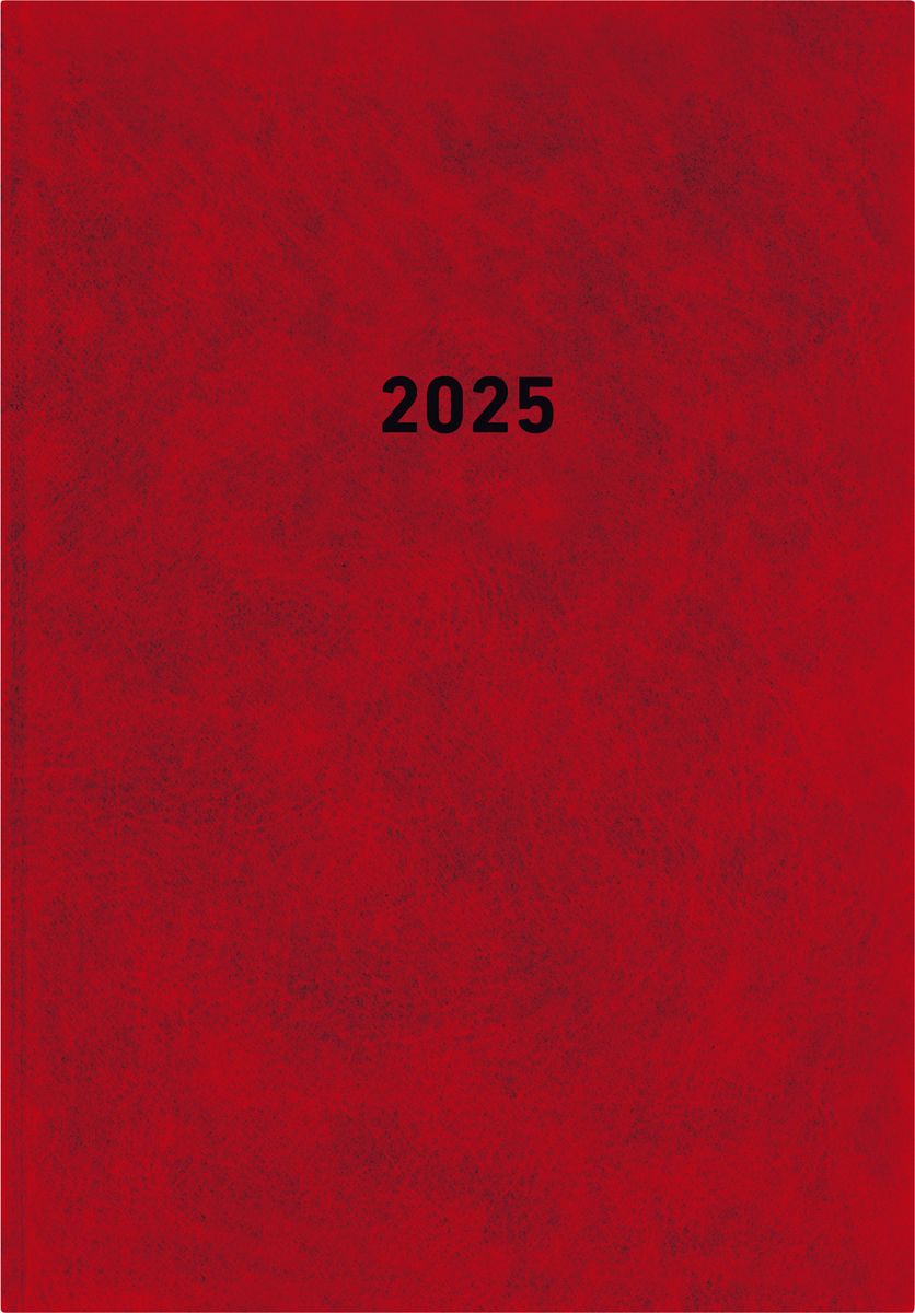 'Buchkalender rot 2025 - Bürokalender 14,5x21 cm - 1 Tag auf 1 Seite - wattierter 