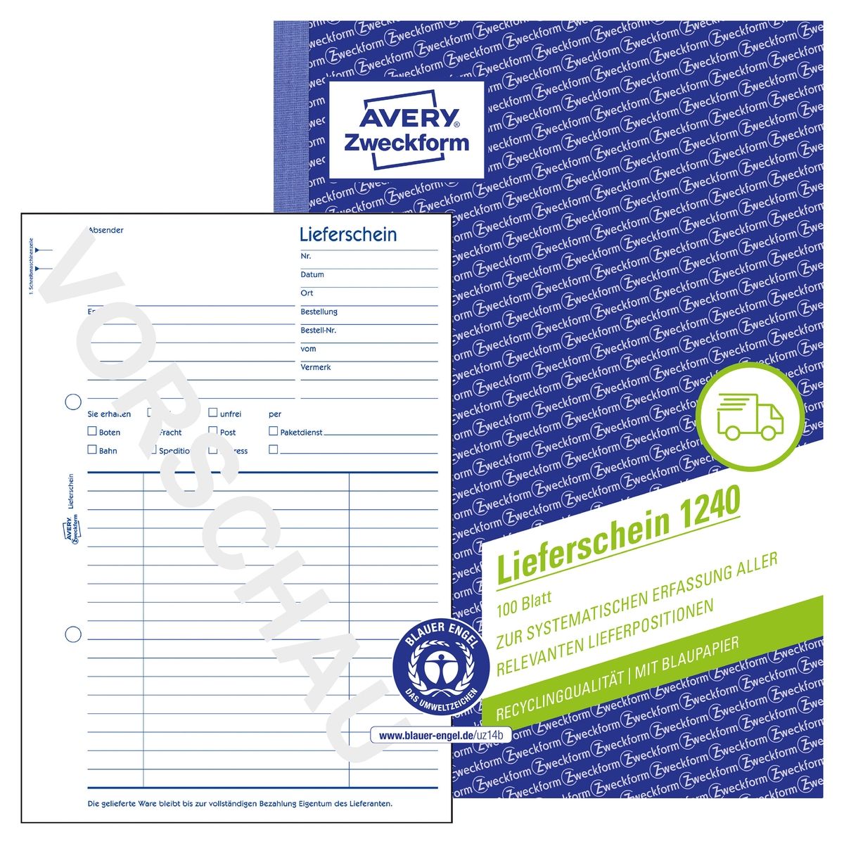 AVERY Zweckform Lieferschein Recycling-Papier mit Blaupapier DIN A5 100  Blatt kaufen