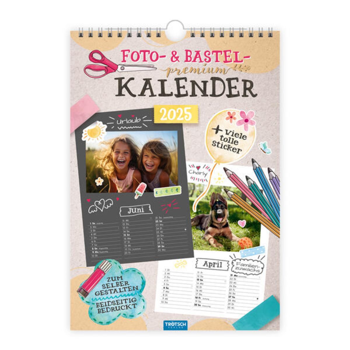 Trötsch Foto- und Bastelkalender Premium A4 2025 mit vielen Stickern' -  'Wandkalender