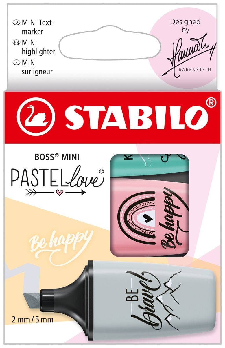 STABILO Marker BOSS MINI Pastellove Rouge Türkis Minzgrün 2 0 3er Set