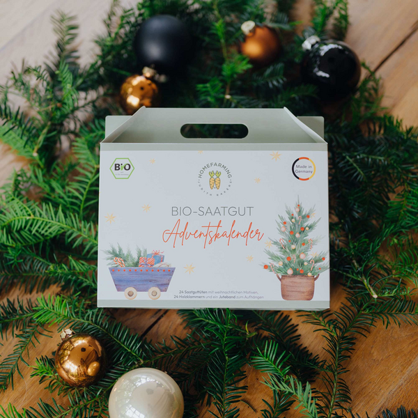 Produktbild Bio-Saatgutbox Adventskalender im Weihnachtskoffer