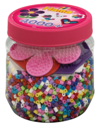 Produktbild Hama 2051 - Dose, 3 Stiftplatten 223+236+299 mit ca. 4000 Bügelperlen im Farbmix